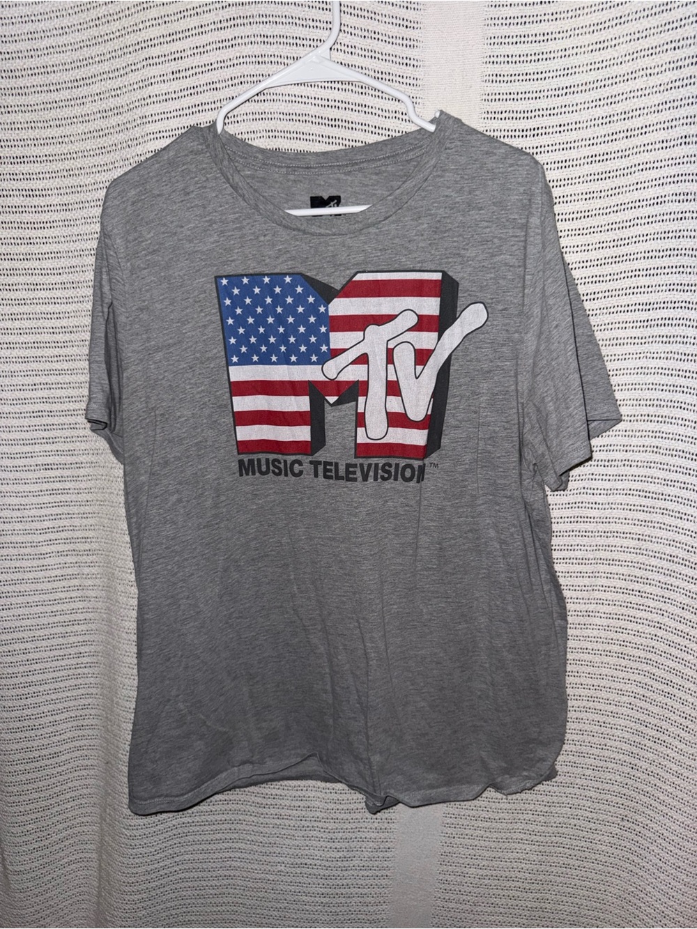 MTV Gray T‑Shirt with American Flag Logo